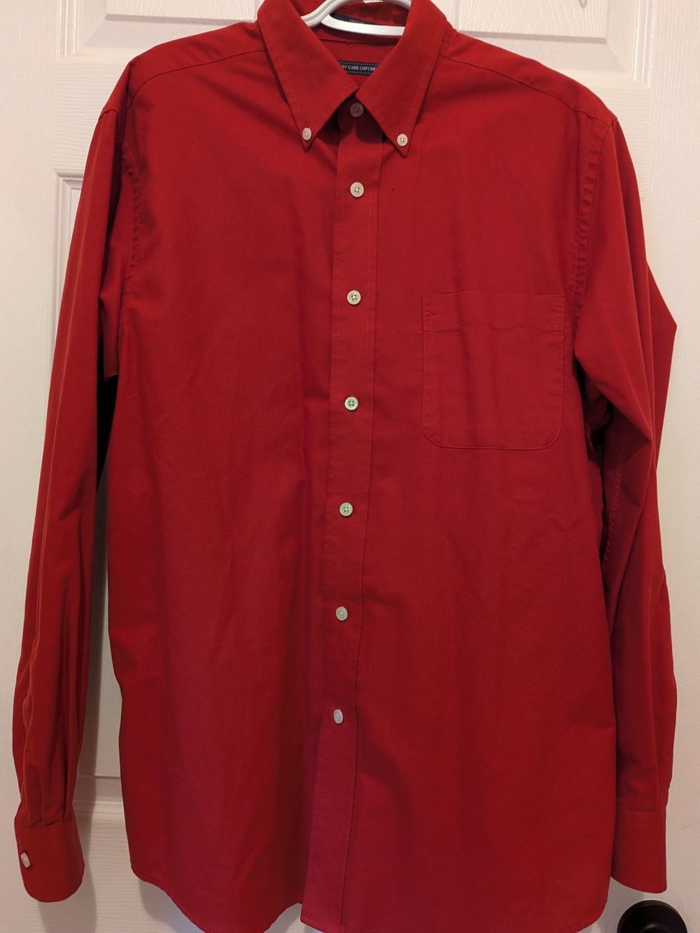 Saddlebred Red Long-Sleeve Button-Down Shirt with Chest Pocket